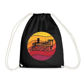 Lokomotive Retro Style Vintage - Turnbeutel - Schwarz - Vorne