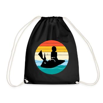 Bodyboarding Bodyboarder Water Sport Vintage Retro - Drawstring Bag - black - Front