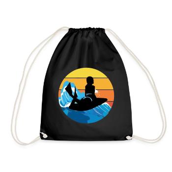 Bodyboarding Bodyboarder Water Sport Vintage Retro - Drawstring Bag - black - Front