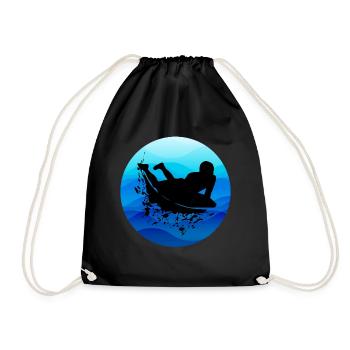 Bodyboarding Bodyboarder Surfing Sea Water Sport - Drawstring Bag - black - Front