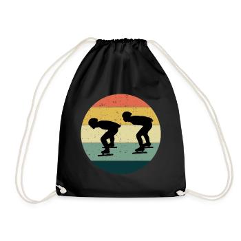 Eisschnelllauf Eisschnelllauf Schlittschuhrennen Vintage Retro - Turnbeutel - Schwarz - Vorne