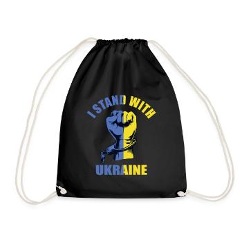 Support Ukraine with I STAND WITH UKRAINE - Drawstring Bag - black - Front