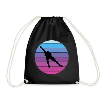 Speed Skating Ice Skater Skate Race Vintage Retro - Drawstring Bag - black - Front