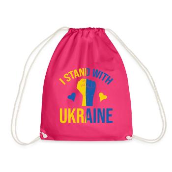 I Stand With Ukraine - Drawstring Bag - fuchsia - Front