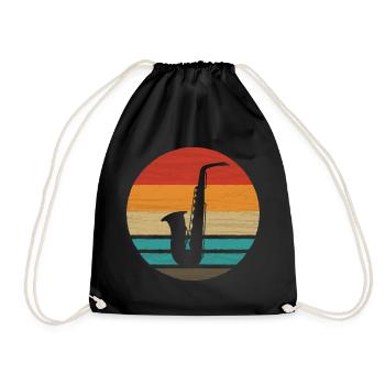 Saxophon Retro Style Vintage - Turnbeutel - Schwarz - Vorne