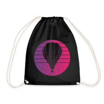 Hot Air Balloon Retro Style Vintage - Drawstring Bag - black - Front
