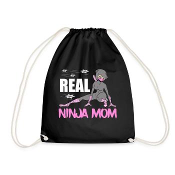 Real Ninja Mom Karate Martial Arts Fencer Ninja - Drawstring Bag - black - Front