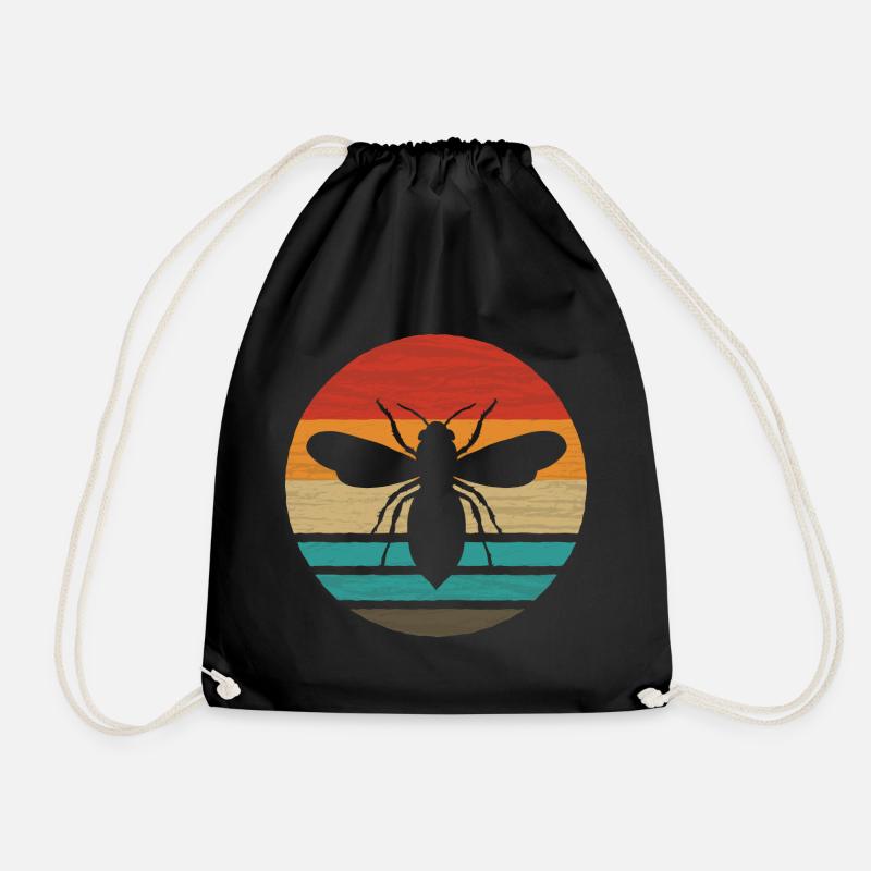 Honey Bee Retro Style Vintage - Drawstring Bag - black