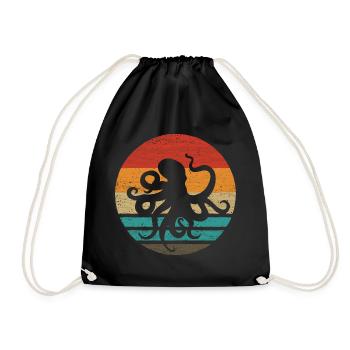 Octopus Retro Style Vintage - Drawstring Bag - black - Front