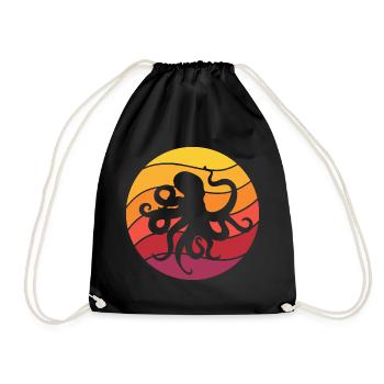 Octopus Retro Style Vintage - Drawstring Bag - black - Front