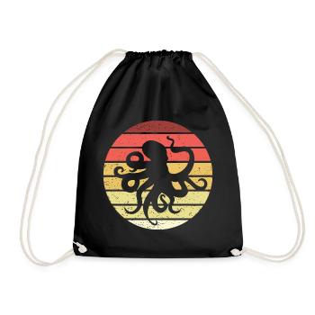 Octopus Retro Style Vintage - Drawstring Bag - black - Front