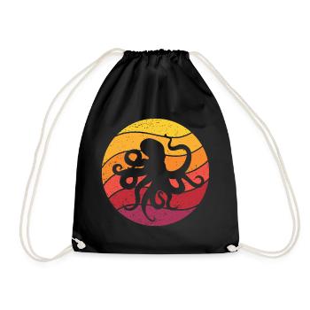 Octopus Retro Style Vintage - Drawstring Bag - black - Front