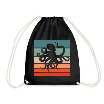 Octopus Retro Style Vintage - Drawstring Bag - black - Front