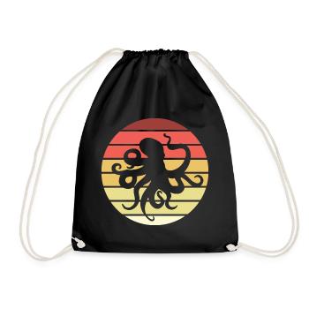 Octopus Retro Style Vintage - Drawstring Bag - black - Front
