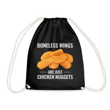 Chicken Nuggets Knochenlose Flügel Feinschmecker Lustiger Spruch - Turnbeutel - Schwarz - Vorne