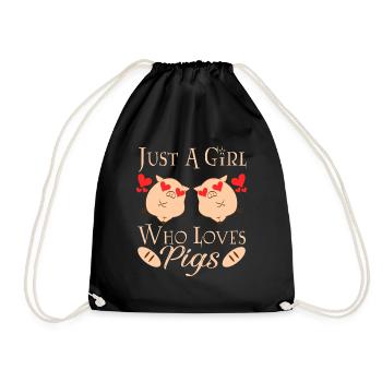 Heart Pink Pig Farmer Oink Farm Barn Oink Mud - Turnbeutel - Schwarz - Vorne