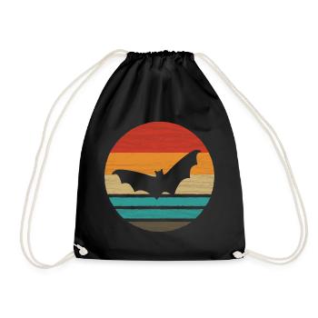 Bat Retro Style Vintage - Drawstring Bag - black - Front