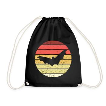 Bat Retro Style Vintage - Drawstring Bag - black - Front
