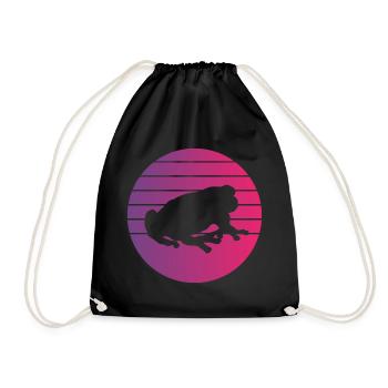 Frosch Retro Style Vintage - Turnbeutel - Schwarz - Vorne