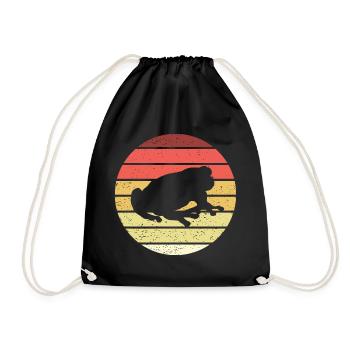 Frosch Retro Style Vintage - Turnbeutel - Schwarz - Vorne