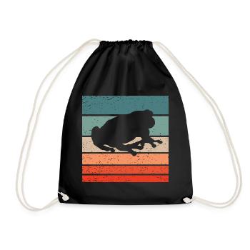 Frosch Retro Style Vintage - Turnbeutel - Schwarz - Vorne