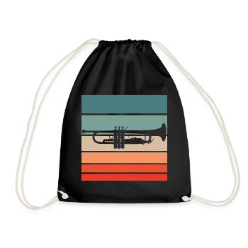 Trompete Retro Style Vintage - Turnbeutel - Schwarz - Vorne