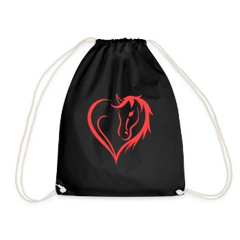 Heart Life Is Better With Horses Design Horsing - Drawstring Bag - black - Front
