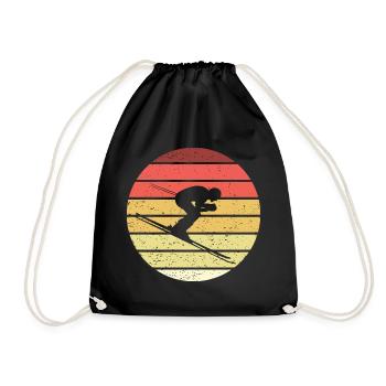 Skifahren Retro Style Vintage - Turnbeutel - Schwarz - Vorne