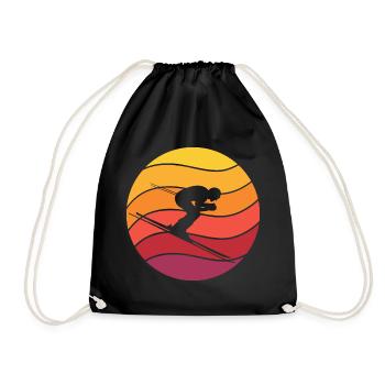 Skifahren Retro Style Vintage - Turnbeutel - Schwarz - Vorne