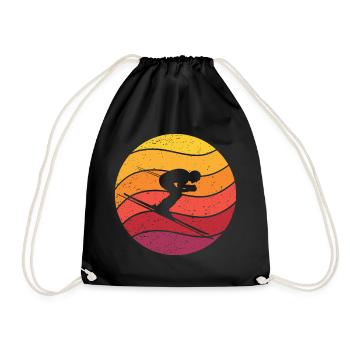 Skifahren Retro Style Vintage - Turnbeutel - Schwarz - Vorne