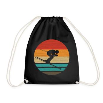 Skifahren Retro Style Vintage - Turnbeutel - Schwarz - Vorne