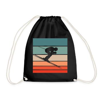 Skifahren Retro Style Vintage - Turnbeutel - Schwarz - Vorne