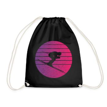 Skifahren Retro Style Vintage - Turnbeutel - Schwarz - Vorne