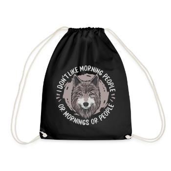 Wolf - Drawstring Bag - black - Front