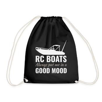 Rc Boat Racing Powerboat Speedboat Offshore Race - Drawstring Bag - black - Front