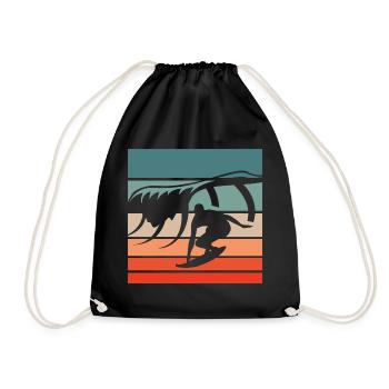 Surfen Retro Style Vintage - Turnbeutel - Schwarz - Vorne