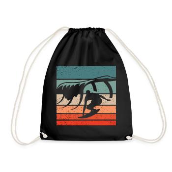 Surfen Retro Style Vintage - Turnbeutel - Schwarz - Vorne