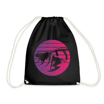Surfen Retro Style Vintage - Turnbeutel - Schwarz - Vorne