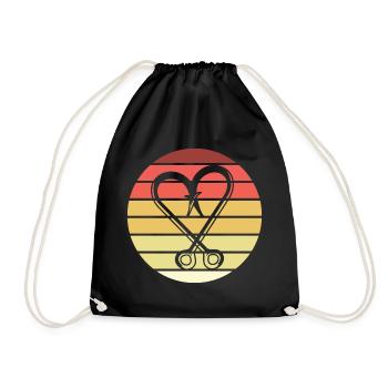 Fishing Hook Retro Style Vintage - Drawstring Bag - black - Front