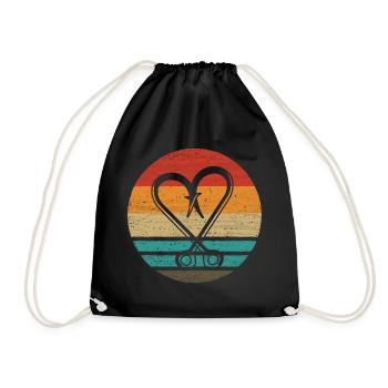 Fishing Hook Retro Style Vintage - Drawstring Bag - black - Front
