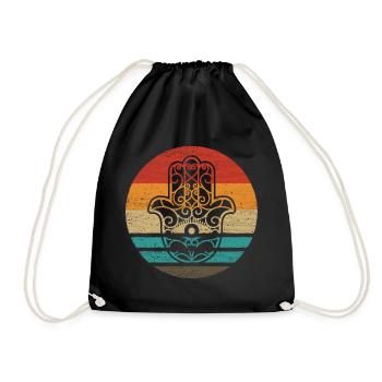 Hamsa Hand der Fatima Retro Style Vintage - Turnbeutel - Schwarz - Vorne