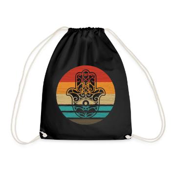 Hamsa Hand der Fatima Retro Style Vintage - Turnbeutel - Schwarz - Vorne