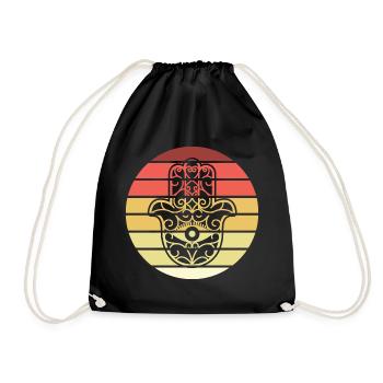 Hamsa Hand der Fatima Retro Style Vintage - Turnbeutel - Schwarz - Vorne