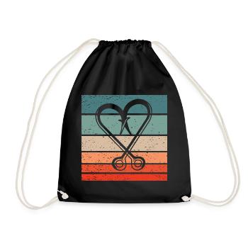 Fishing Hook Retro Style Vintage - Drawstring Bag - black - Front