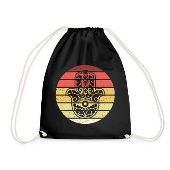 Hamsa Hand der Fatima Retro Style Vintage - Turnbeutel - Schwarz - Vorne