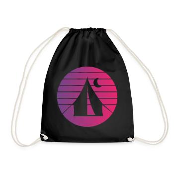 Camping Retro Style Vintage - Drawstring Bag - black - Front