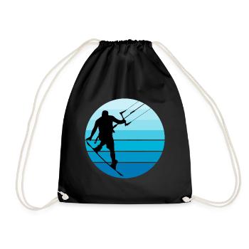 Kitesurfen Kiteboarding Kiteboarder Kitesurf - Turnbeutel - Schwarz - Vorne