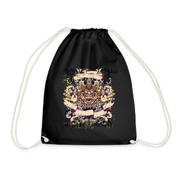 A Beautiful and Funny Bali Demon Design - Drawstring Bag - black - Front