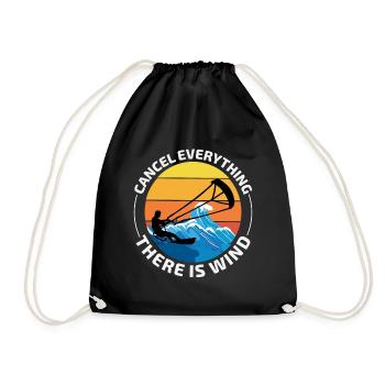 Kitesurfing Kiteboarding Kiteboarder Kitesurf - Drawstring Bag - black - Front