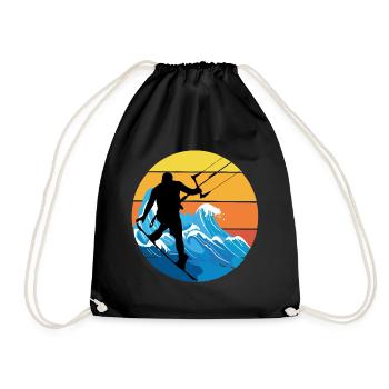 Kitesurfen Kiteboarding Kitesurf Vintage Retro - Turnbeutel - Schwarz - Vorne